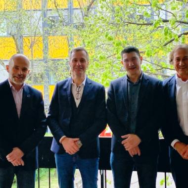  De gauche à droite : Benoit Charpentier, membre du bureau de la CC, Bertrand Converso, Président de la Fédération du BTP38, Thibault Richard, ancien président de la Fédération du BTP, parrain de la promo ISCO2021-2024 et Pierre Streiff, Président de la CCI de Grenoble.